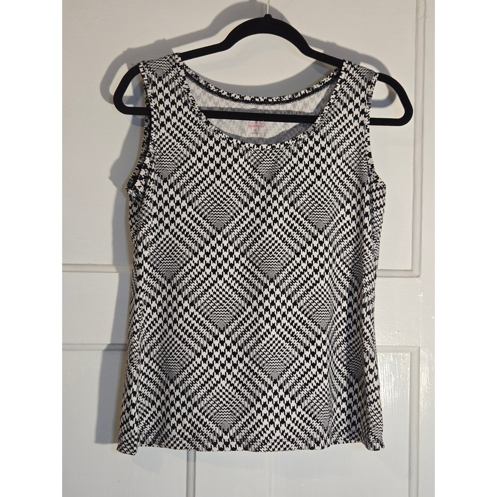 212 Collection Women Small Black White Houndstooth Geometric Sleeveless Tank Top
